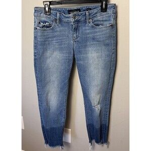 Lucky Brand Crop Denim Wmn's Sz 6 Fray Hem Mid Rise Skinny Jeans Stretch